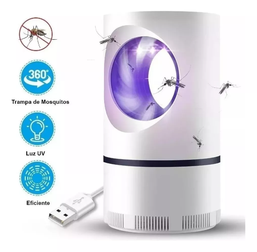 Lámpara Repelente de Mosquitos Mata Zancudos 360° con Luz UV – USB Silenciosa y Segura