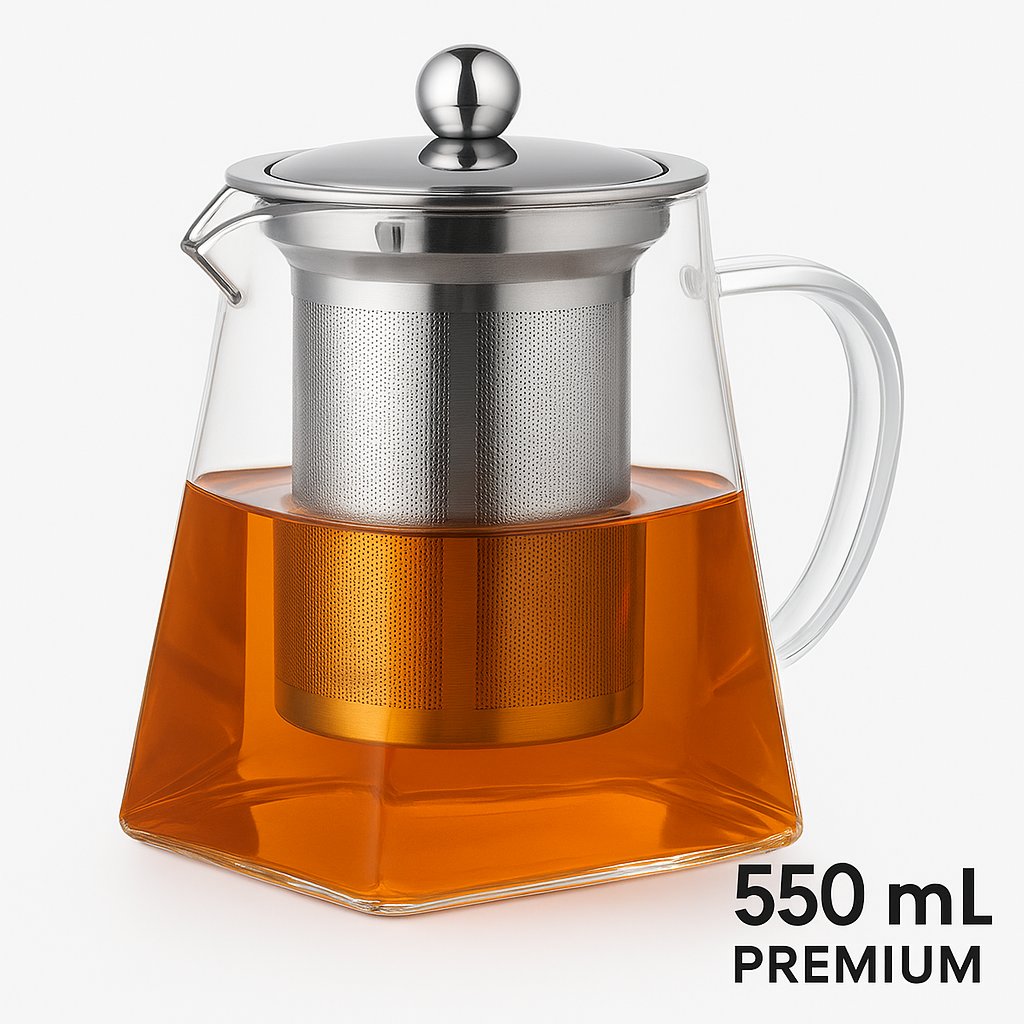 Hervidor de Vidrio Premium 550 ml con Infusor de Acero Inoxidable
