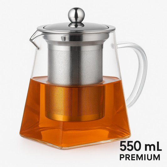 Hervidor de Vidrio Premium 550 ml con Infusor de Acero Inoxidable