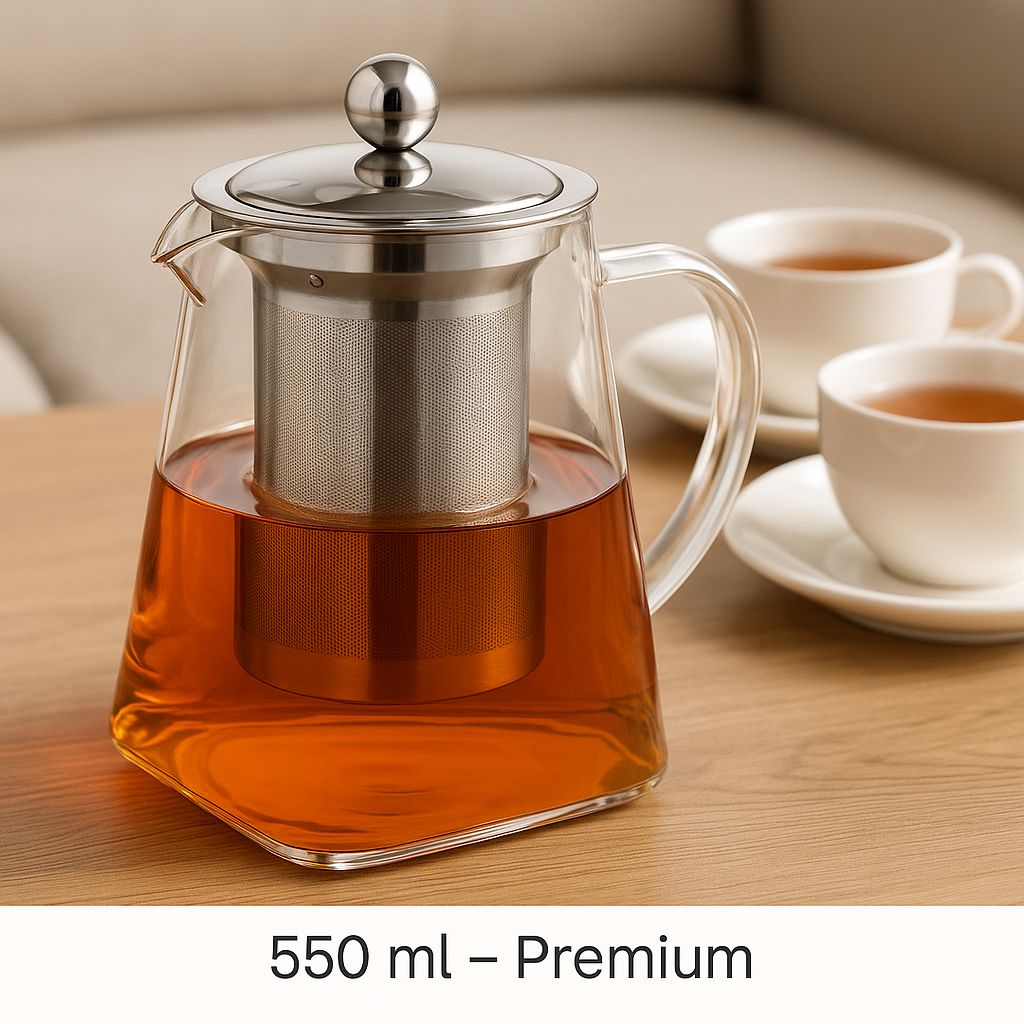 Hervidor de Vidrio Premium 550 ml con Infusor de Acero Inoxidable
