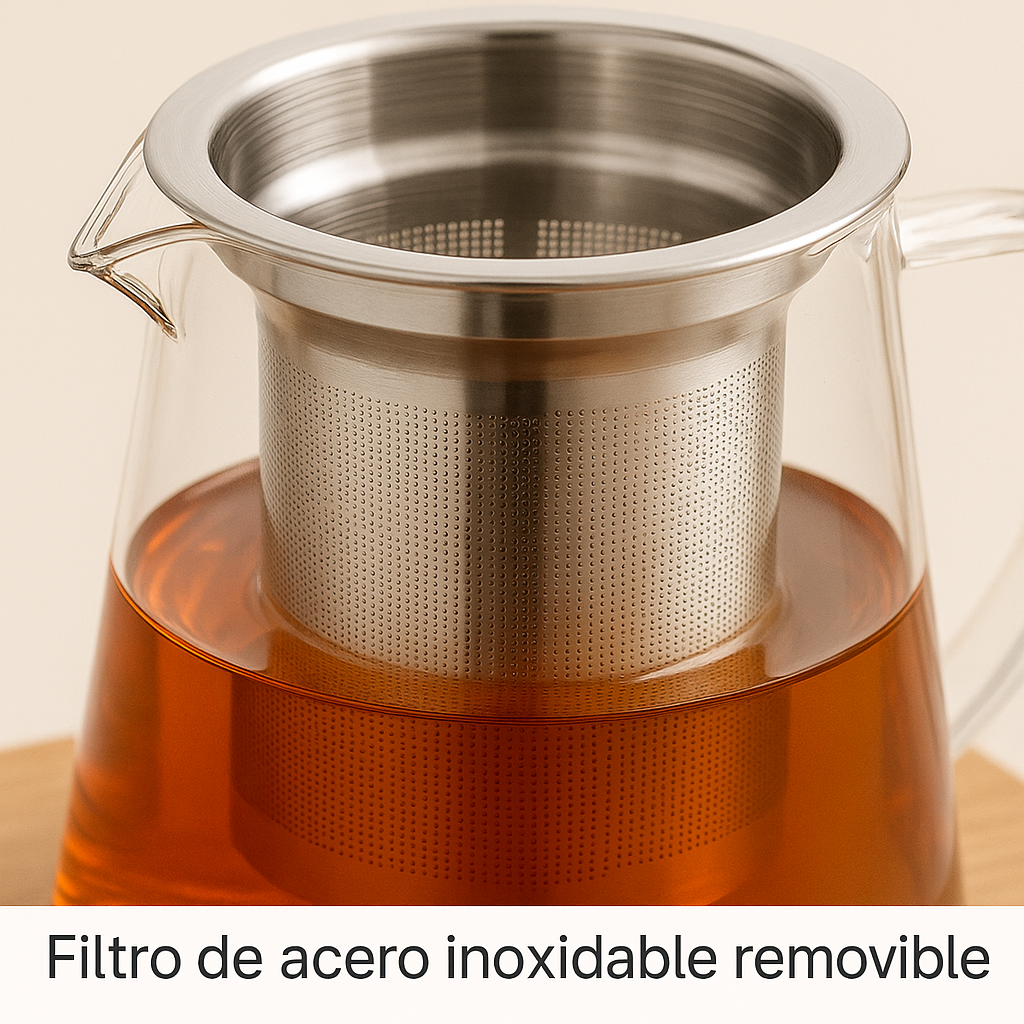 Hervidor de Vidrio Premium 550 ml con Infusor de Acero Inoxidable
