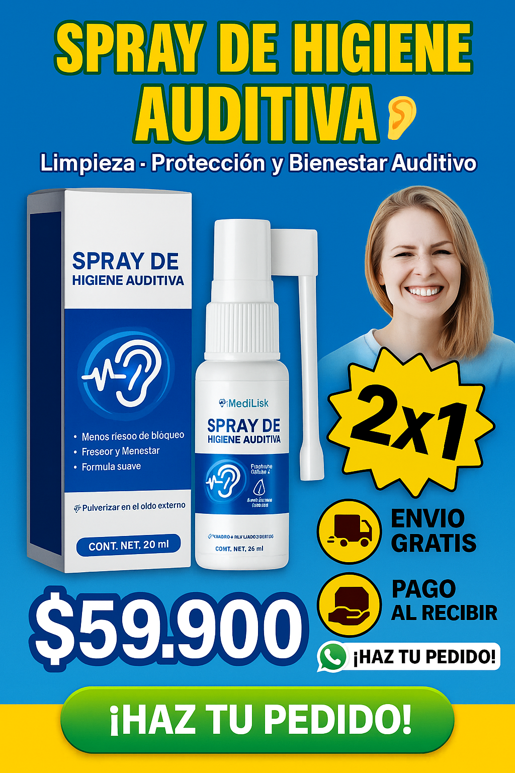 TINNIDROP Spray Limpiador de Oido 2x1